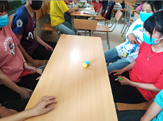 Hình ảnh nhóm học sinh thừ nghiệm sản phẩm